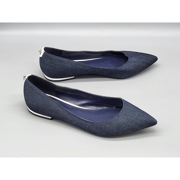 Marc Fisher Blue Denim Pointed Toe Flats Sz 8m - Picture 2 of 8